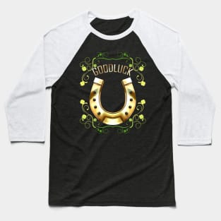 Good Luck With A Golden Horseshoe For Irish St Patricks Day Baseball T-Shirt